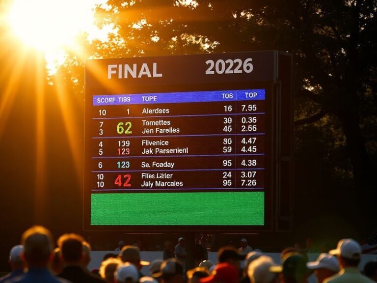 A vibrant golf course at TPC Louisiana during a sunny day, with players in action and spectators in the background, capturing