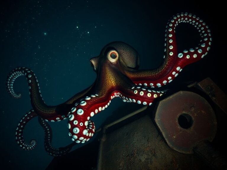 A diver in a wetsuit explores a vibrant kelp forest, illuminated by sunlight filtering through the water. In the foreground,