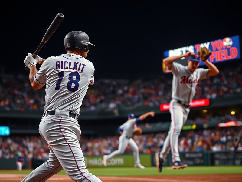 A split-screen image showing Coors Field in the top half with the Rockies celebrating and Citi Field in the bottom half with