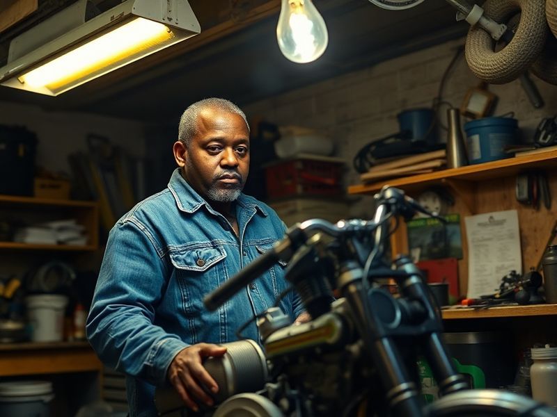 A dynamic action shot of Derrick Moore coaching a basketball player on a modern training court, with holographic training dat