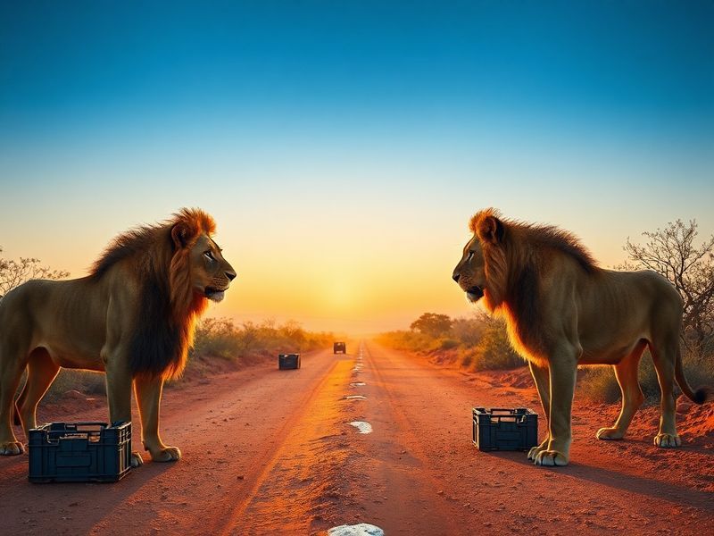 A dynamic action shot of the Detroit Lions celebrating on the field, with players in mid-motion and the Ford Field crowd blur