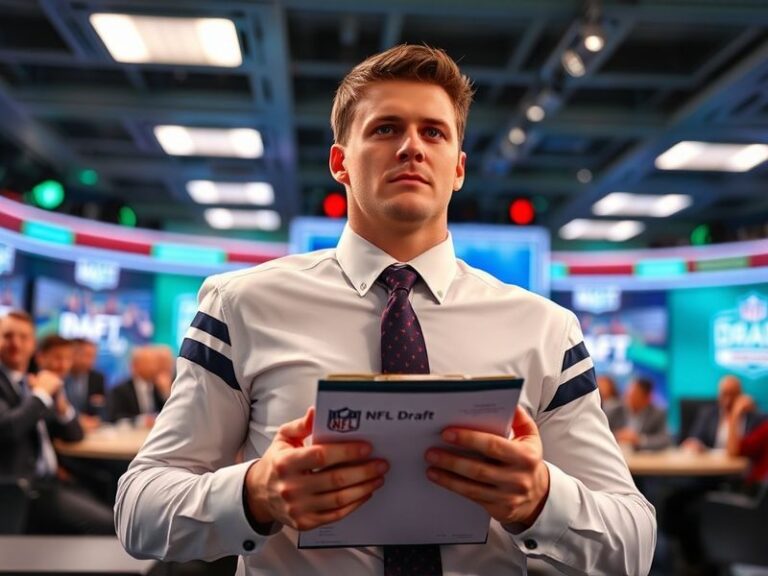 A dynamic action shot of Drew Allar mid-throw during a Penn State game, showcasing his arm strength and focused expression on