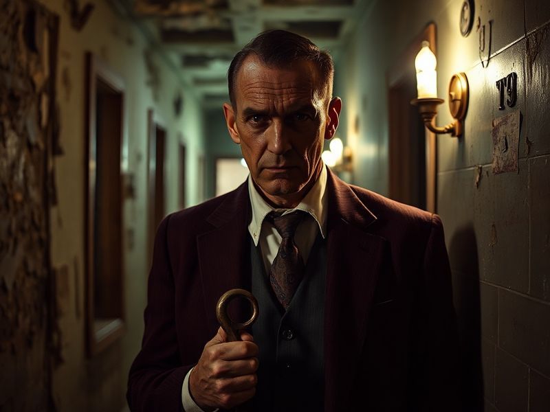 A cinematic portrait of Tony Todd in character as Candyman, with his signature hook hand and shadowed face, set against a moo