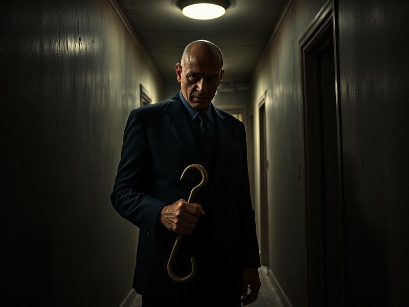 A split-image illustration showing Tony Todd as the Candyman on the left, with his signature hook hand and dark cloak, and as