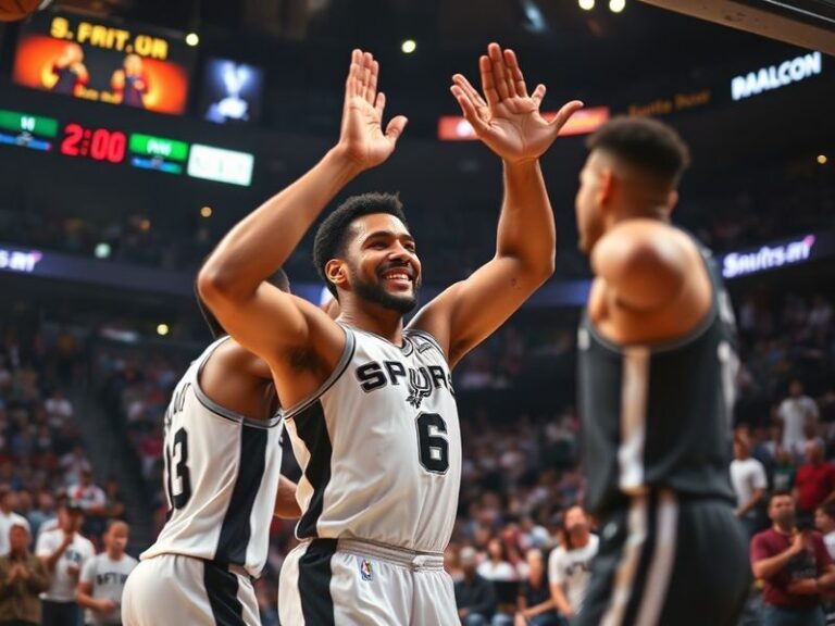 A high-energy shot of the Tottenham Hotspur players celebrating a goal at White Hart Lane, with fans in the background and a