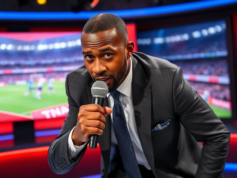 A split-screen image showing Mark Williams in a studio setting on the left, with a live football match broadcast on TNT Sport