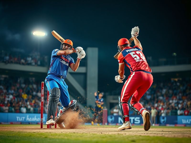 A split-screen image of KL Rahul (PBKS) and Rishabh Pant (DC) during a high-tension IPL moment, with the stadium lights blurr