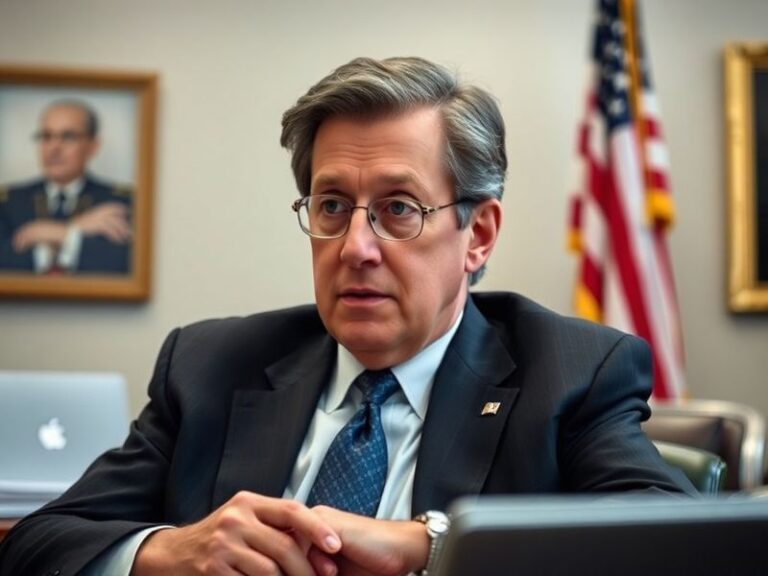 A professional headshot of Kurt Volker in a formal setting, possibly during a diplomatic meeting or public address. He is dre