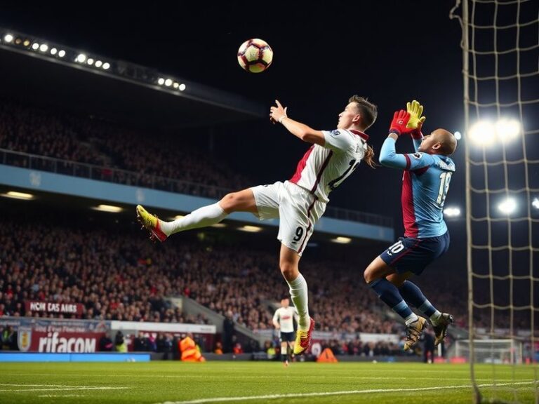 A dynamic shot of Craven Cottage stadium during the Fulham vs Aston Villa match, showing players in action with fans in the b