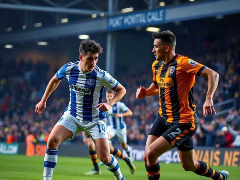 A packed Spotland Stadium during the Rochdale vs York City match, with fans in scarves and team colors, players in action on