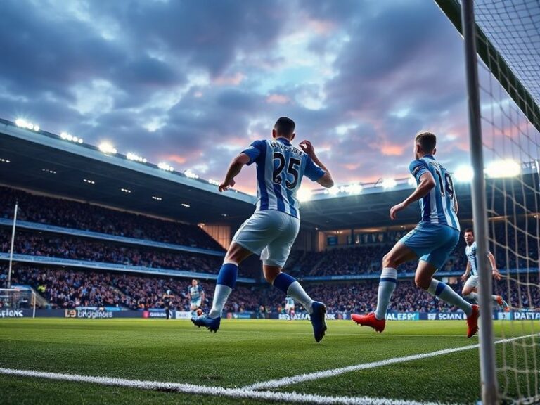 A wide-angle shot of the Amex Stadium during the Brighton vs Manchester City match, showing the packed stands, floodlights il