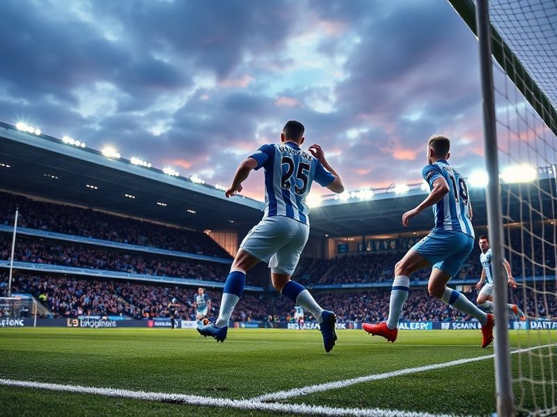 A wide-angle shot of the Amex Stadium during the Brighton vs Manchester City match, showing the packed stands, floodlights il