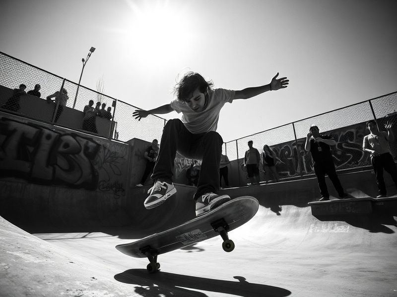 A dynamic action shot of Kage Casey mid-performance, blending gymnastics, parkour, and jiu-jitsu elements in a brightly lit i