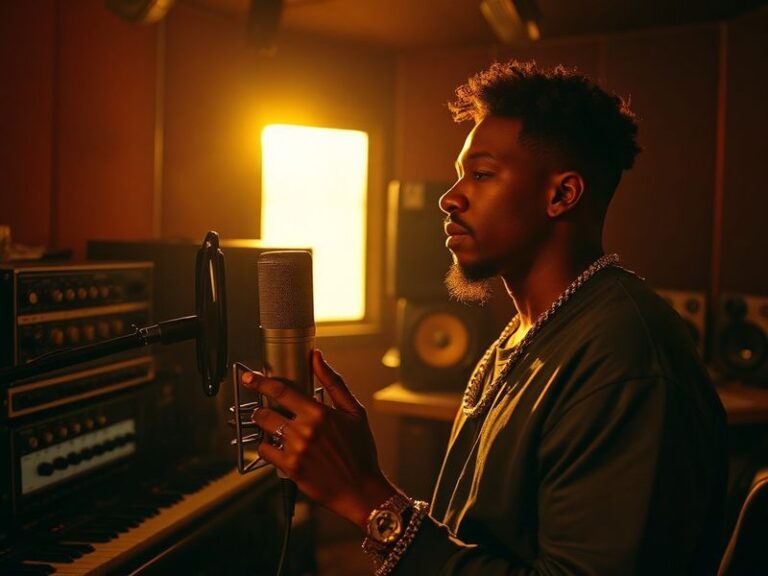 A split-image scene: on one side, Kendrick Lamar performing on stage with a crowd; on the other, a courtroom gavel on a lapto