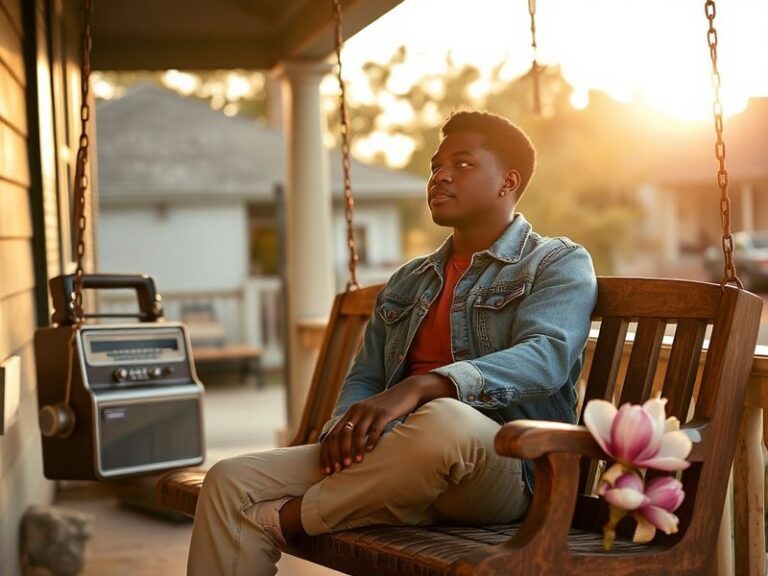 A dynamic action shot of Emmanuel Henderson Jr. in a football uniform, mid-play on a field, with a blurred stadium background