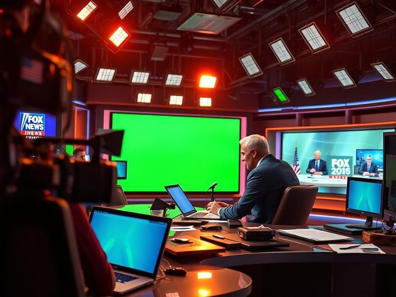 Trace Gallagher in a Fox News studio, wearing a suit and speaking into a microphone during a live broadcast. The background f