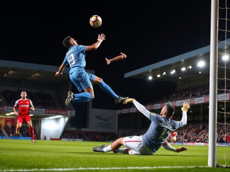 A split-image visual: left side shows Coventry City players in blue celebrating a goal at the Ricoh Arena; right side shows W