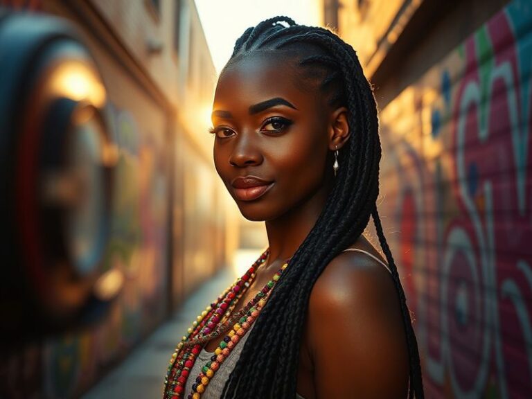 A vibrant studio-style portrait of Flau'jae laughing candidly into the camera, wearing casual streetwear with warm, natural l