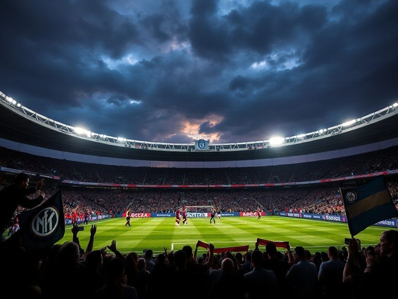 A vibrant stadium scene at Stadio Olimpico Grande Torino during a match, showing Torino's ultras in the Curva Maratona with s