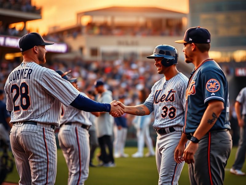 A split-screen image showing Coors Field's high-altitude setting on the left (with the Rocky Mountains visible) and Citi Fiel