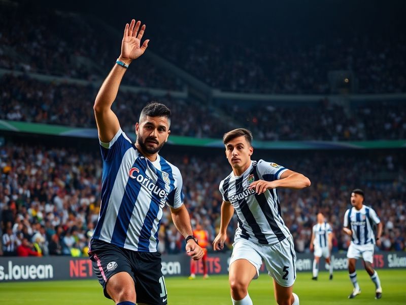 A vibrant stadium scene during a Corinthians vs Vasco match, with fans in team colors, banners, and confetti, capturing the p