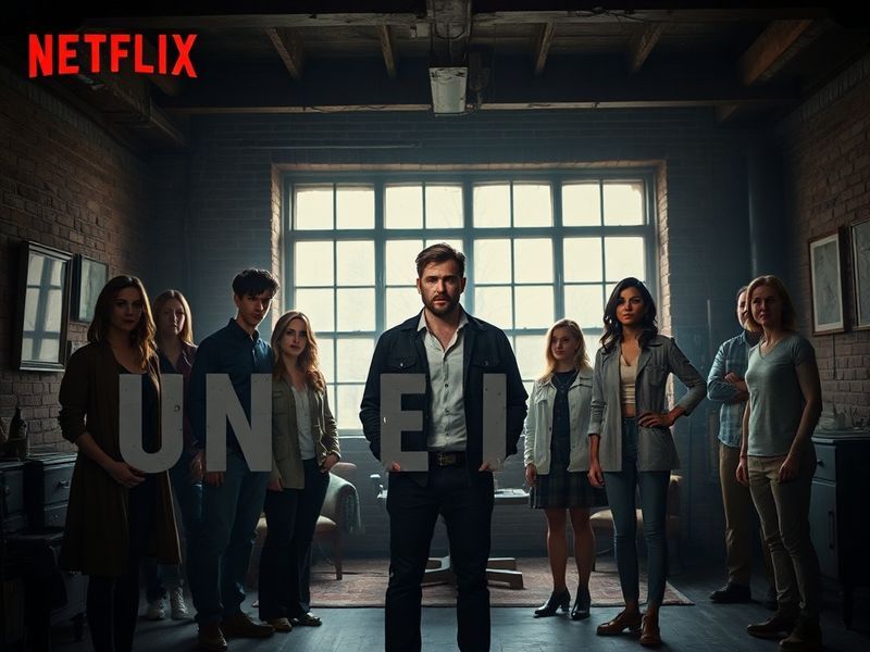 A split-screen image showing a rejected actor walking out of an audition room on one side, and the final Netflix cast celebra