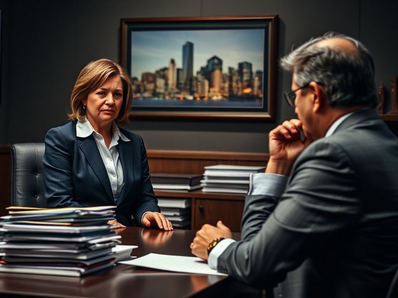 A split-image illustration: On one side, a stern-faced council chamber with Janet Cleverly mid-speech; on the other, a concer
