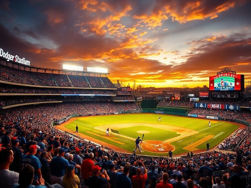 A split-screen image showing a Cubs vs Dodgers game in progress: left side shows Wrigley Field with ivy-covered walls and a c