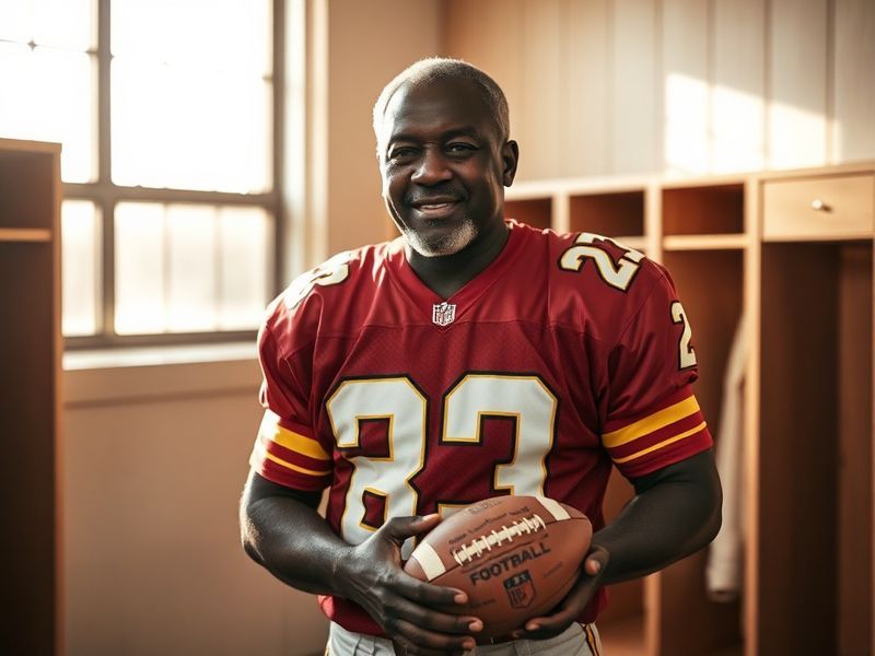 A vintage-style photograph of Monte Coleman in a Grambling State University coaching jacket, standing on the sidelines during