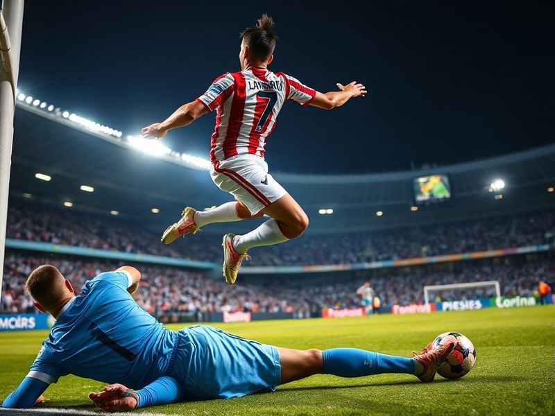 A dynamic action shot of Santos Laguna and Monterrey players competing for the ball during a fast-paced Liga MX match. The im