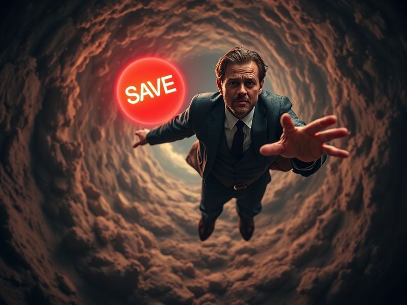 A moody illustration of Stuart standing amidst the ruins of a shattered universe, with a fractured cosmic key in his hand. Th