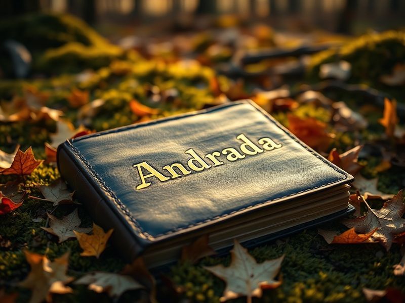 A stylish, minimalist portrait of a person with the name 'Andrada' subtly integrated into the background design, featuring mo