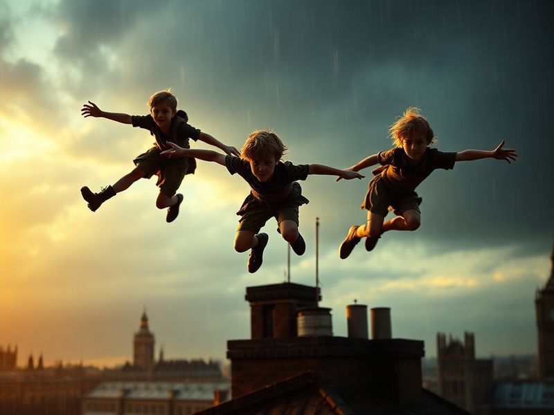 A vibrant theater marquee displaying 'Lost Boys' in neon lights, with a backdrop of a moonlit Santa Carla beach and silhouett