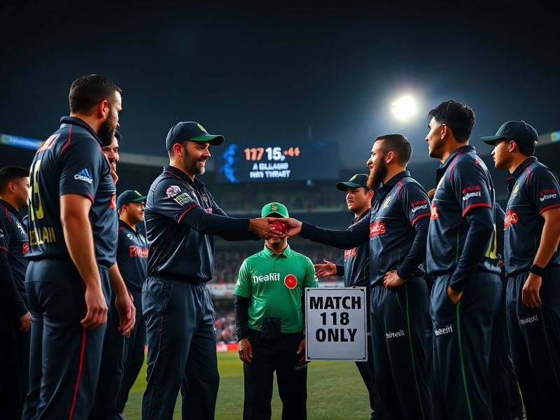 A mid-match action shot at a New Zealand stadium during the ODI series between New Zealand and Bangladesh. The focus is on th