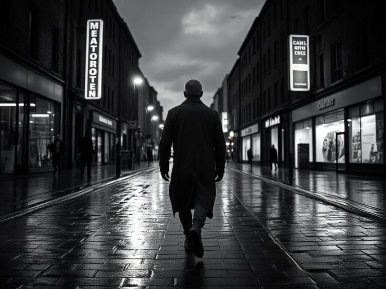 A dynamic action shot of Manchester Storm players in mid-game at the Altrincham Ice Dome, with a diverse crowd cheering in th