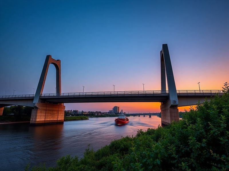A daytime view of the Orwell Bridge spanning the River Orwell, with its tall concrete pylon and sleek steel cables against a