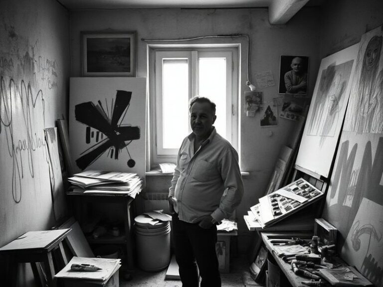 A dynamic digital artwork by Kristian Prenga featuring surreal, textured landscapes with vibrant colors and futuristic elemen