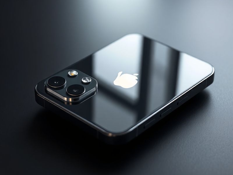 A sleek, futuristic iPhone Ultra displayed on a minimalist surface with a dark background, showcasing its premium design and