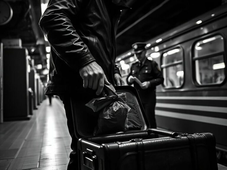 A dimly lit dockside scene at night, with shadowy figures unloading crates from a small boat onto a larger vessel. The atmosp