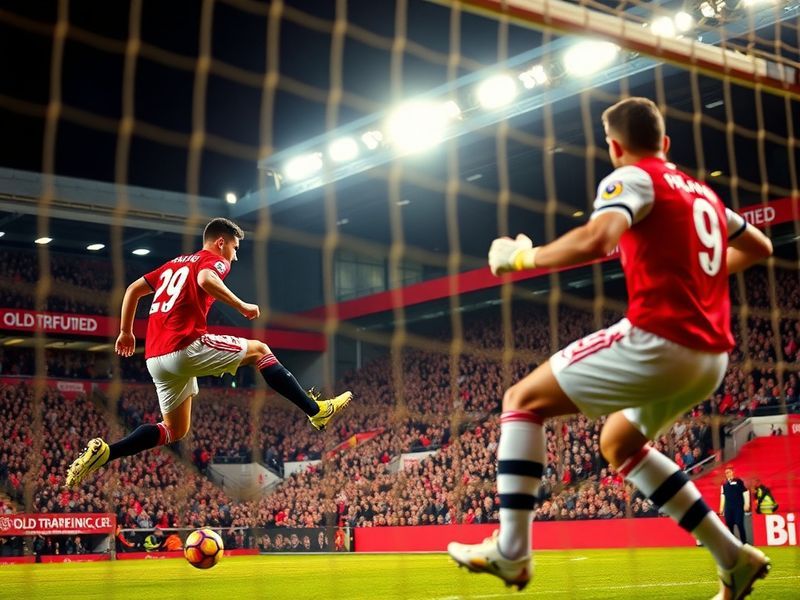 A dramatic shot of Brentford celebrating their 2-1 win over Manchester United at Old Trafford, with players in mid-cheer and