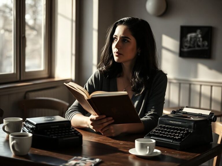 A vibrant studio portrait of Michelle Saniee surrounded by her mixed-media artworks, featuring Persian motifs and modern abst