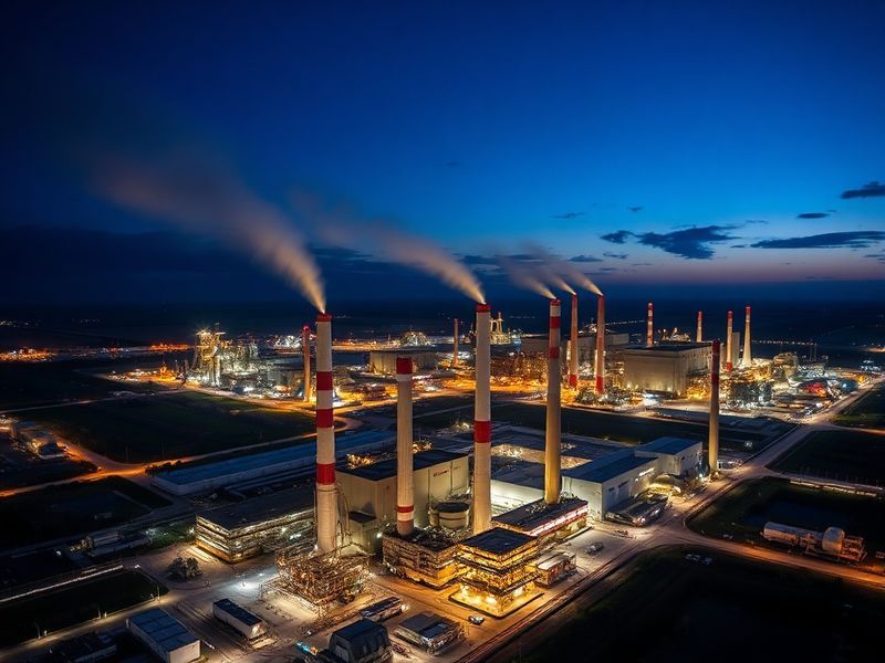 A wide-angle shot of NIPSCO’s wind farm under a blue sky, with turbines stretching into the distance and a substation in the