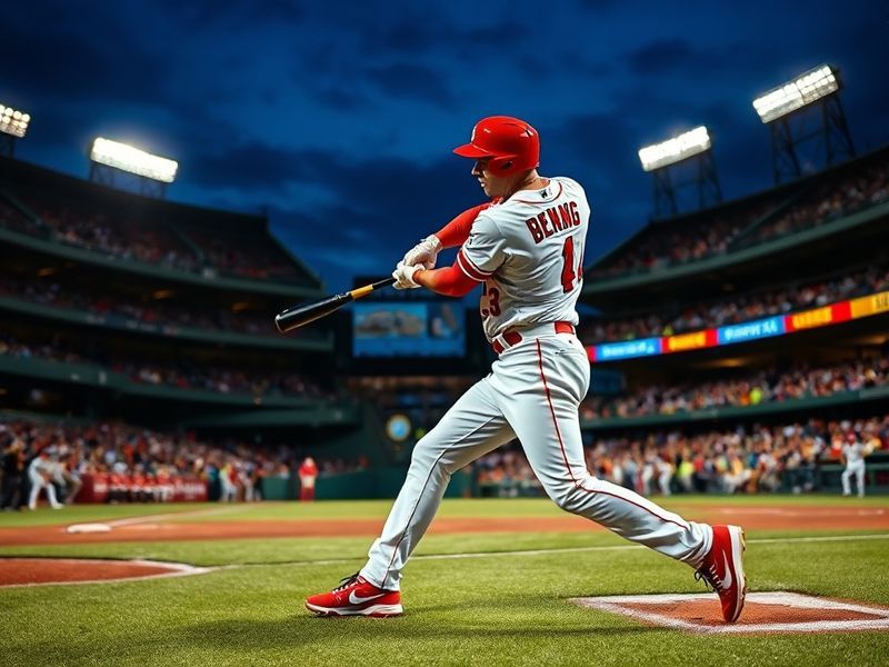 A night game at Busch Stadium in St. Louis, with the Cardinals batting against the Pirates. The stadium lights illuminate the