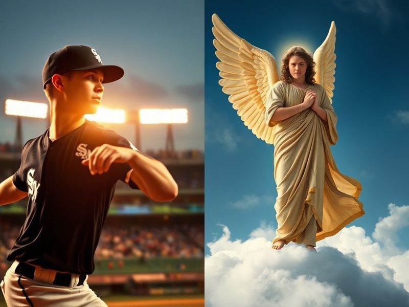 A split-screen image showing the Los Angeles Angels' logo on one side and the Chicago White Sox's logo on the other, with a b