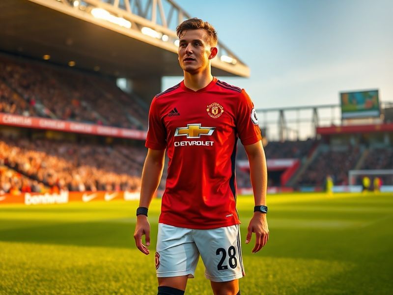 A display of Manchester United football shirts arranged chronologically, from classic 1960s red stripes to modern 2020s kits,