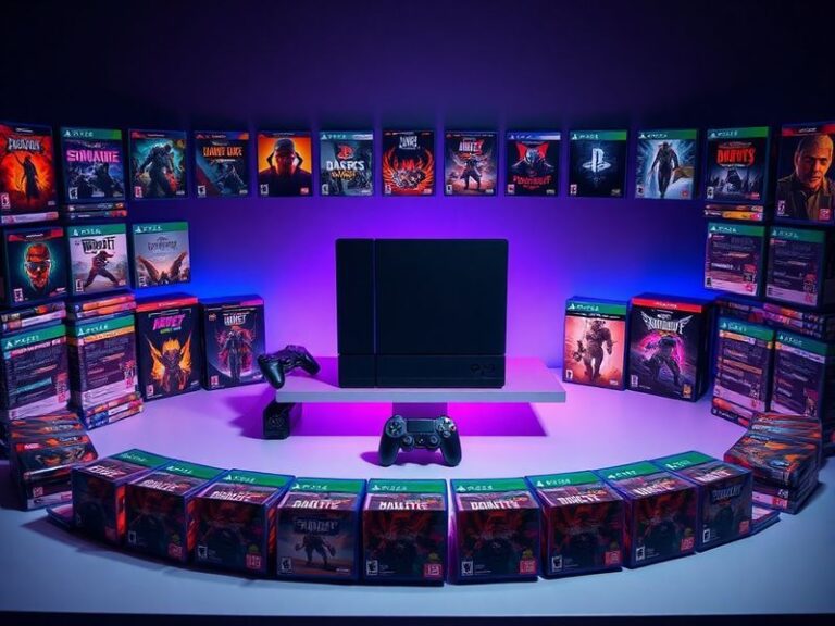 A split-screen collage of popular PlayStation digital games including Final Fantasy XVI, Stellar Blade, God of War Ragnarök,