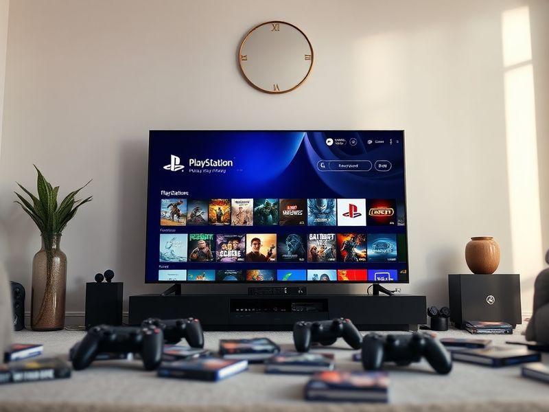 A split-screen image showing a gamer playing a cinematic single-player game on the left and a competitive multiplayer battle