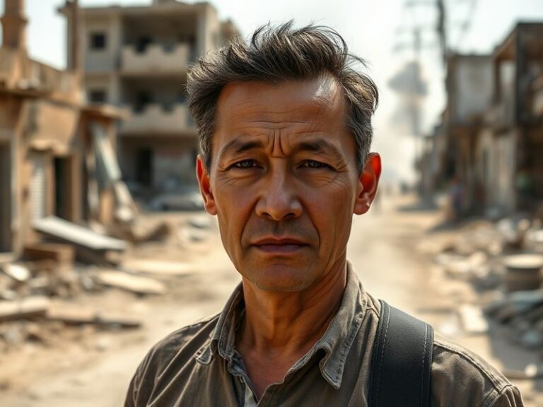 A dynamic photo of Trey Yingst in a combat helmet and vest, reporting from an active war zone with a microphone in hand. The