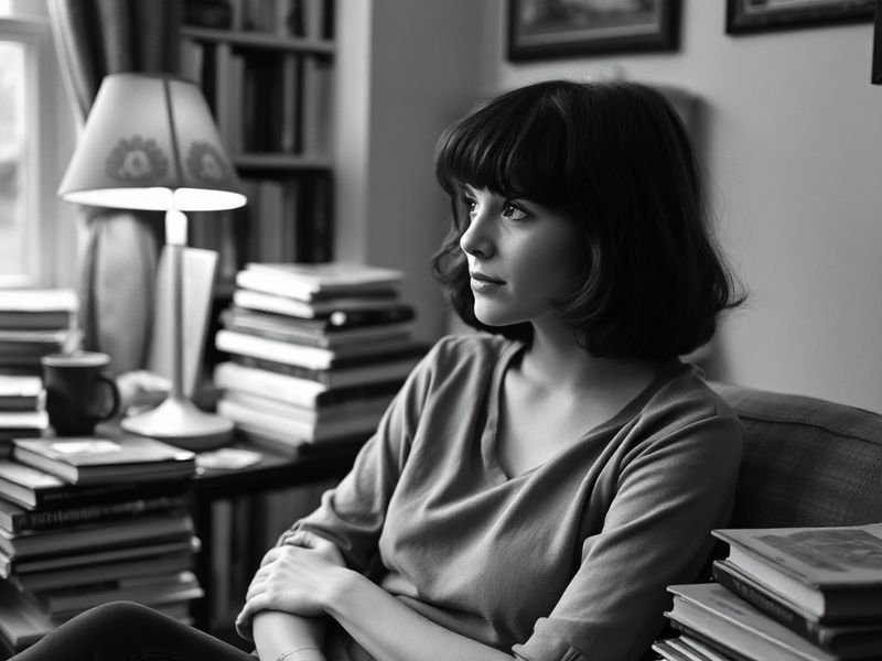 A cinematic portrait of Felicity Blunt in a natural outdoor setting, wearing earthy tones, with a contemplative expression an