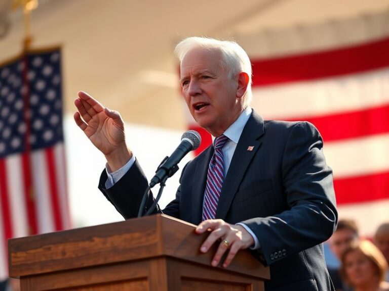 A professional portrait of Rick Scott speaking at a podium, with the Florida state capitol in the background, conveying autho